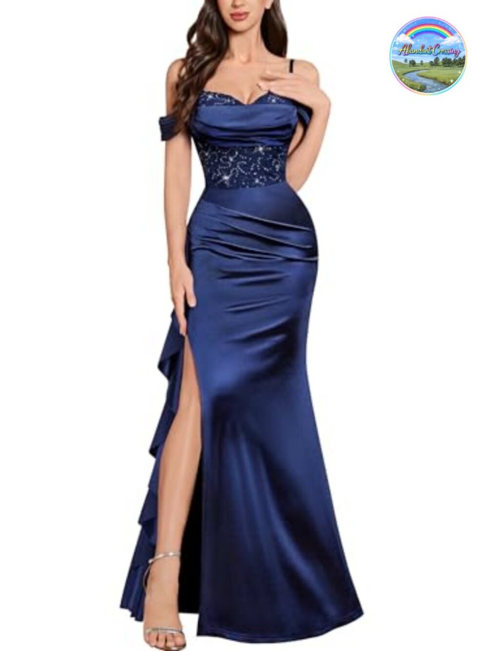 Off Shoulder Sequin Lace Mermaid Maxi Bridesmaid Formal Dress